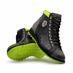 Harris Firenze 1913 Crocodile Print Calfskin Hi-Top Sneakers Black