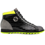 Harris Firenze 1913 Crocodile Print Calfskin Hi-Top Sneakers Black