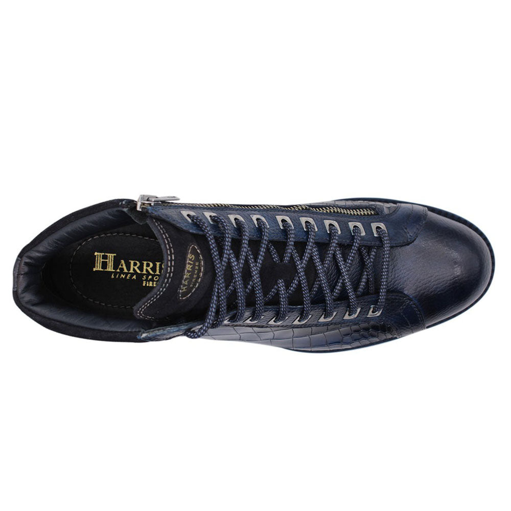 Harris Firenze 1913 Calfskin Leather Ankle Boots Blue