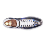 Harris Firenze 1913 Crocodile Print Calfskin Sneakers Blue