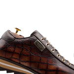 Harris Firenze 1913 Crocodile Print Calfskin Sneakers Brown