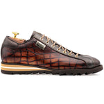 Harris Firenze 1913 Crocodile Print Calfskin Sneakers Brown