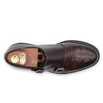 Harris Firenze 1913 Crocodile Print Double Buckle Shoes Brown