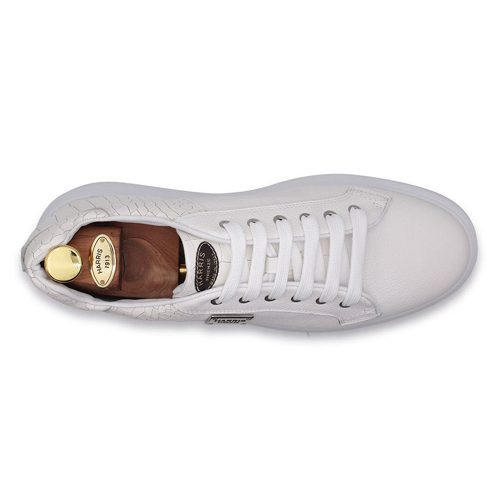 Harris Firenze 1913 Crocodile Print / Genuine Leather Sneakers White