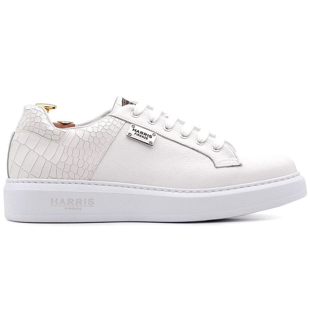 Harris Firenze 1913 Crocodile Print / Genuine Leather Sneakers White
