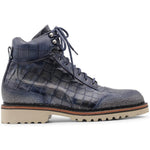 Harris Firenze 1913 Crocodile Print Leather Boots Blue