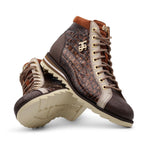 Harris Firenze 1913 Crocodile-print Leather Boots Brown