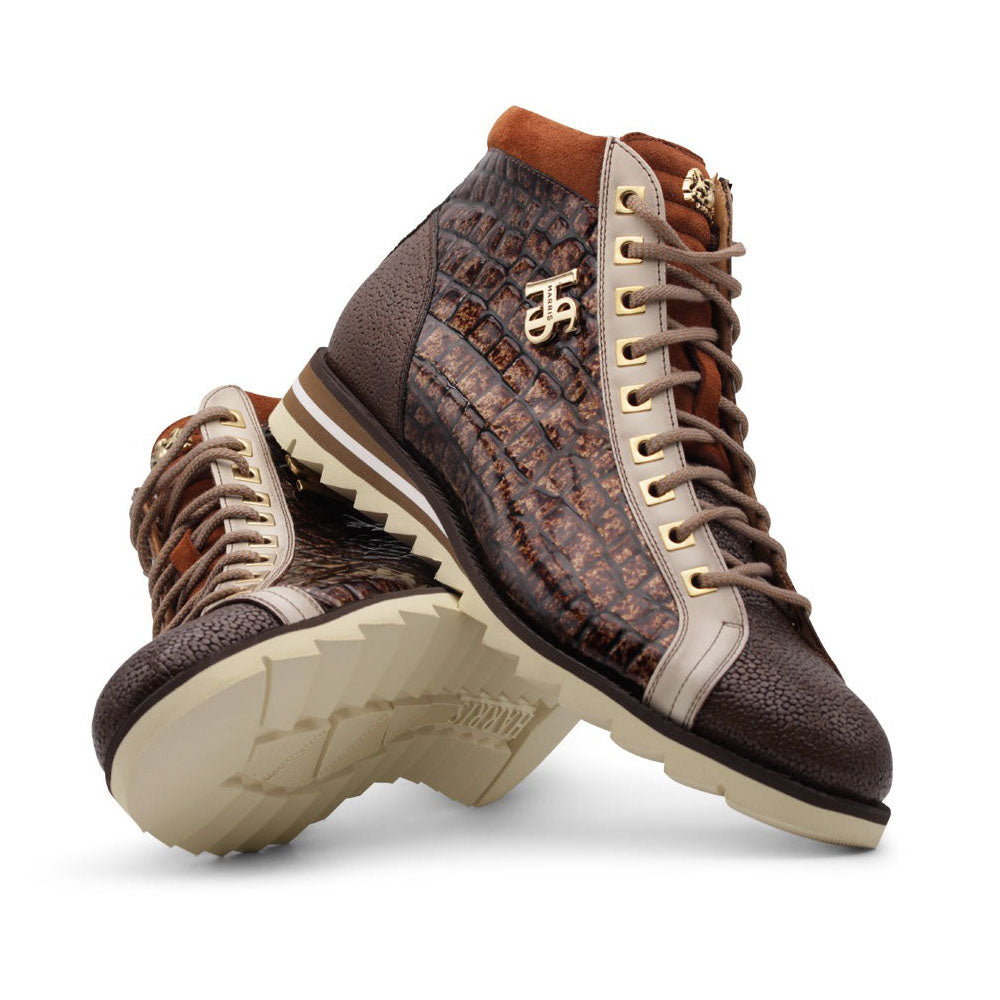 Harris Firenze 1913 Crocodile-print Leather Boots Brown