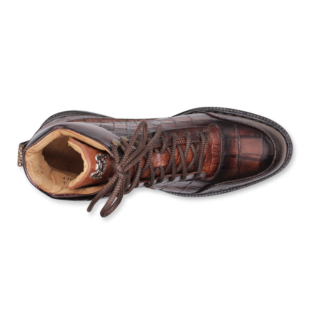 Harris Firenze 1913 Crocodile Print Leather Boots Brown