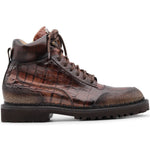 Harris Firenze 1913 Crocodile Print Leather Boots Brown