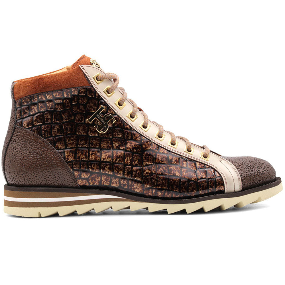Harris Firenze 1913 Crocodile-print Leather Boots Brown