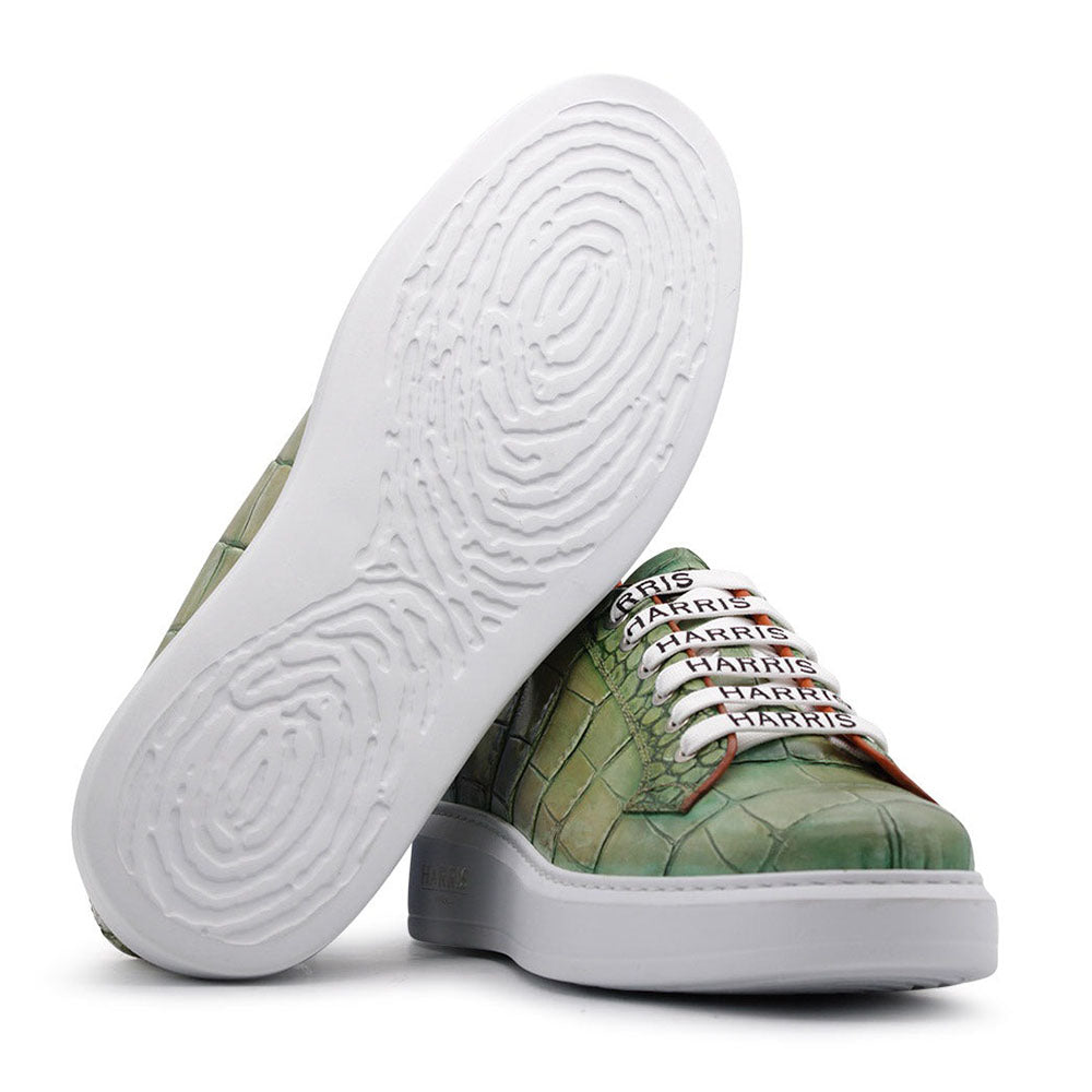 Harris Firenze 1913 Crocodile Print Leather Sneakers Green