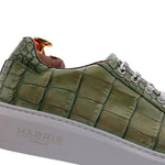 Harris Firenze 1913 Crocodile Print Leather Sneakers Green