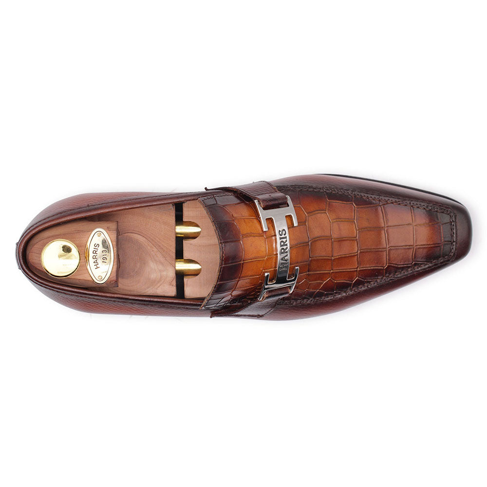 Harris Firenze 1913 Crocodile Print Moccasin Brown