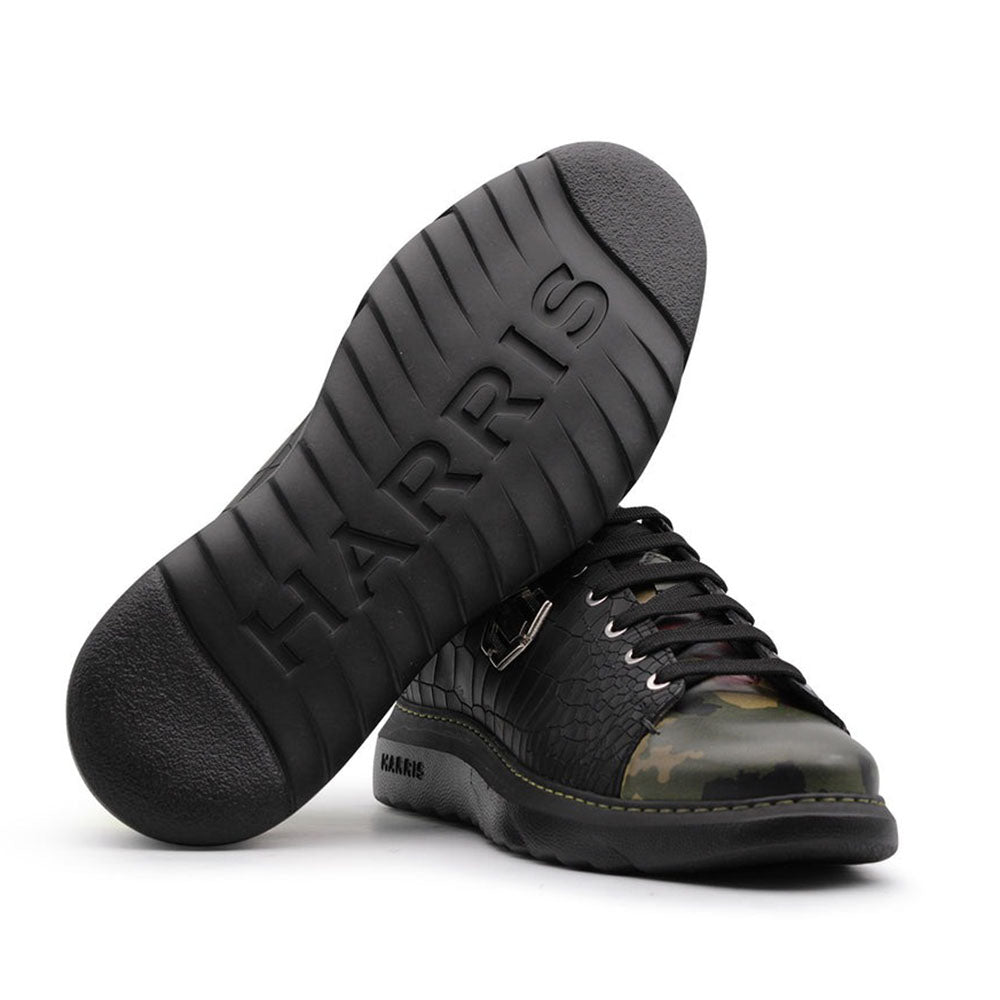 Harris Firenze 1913 Crocodile Print Sneakers Black