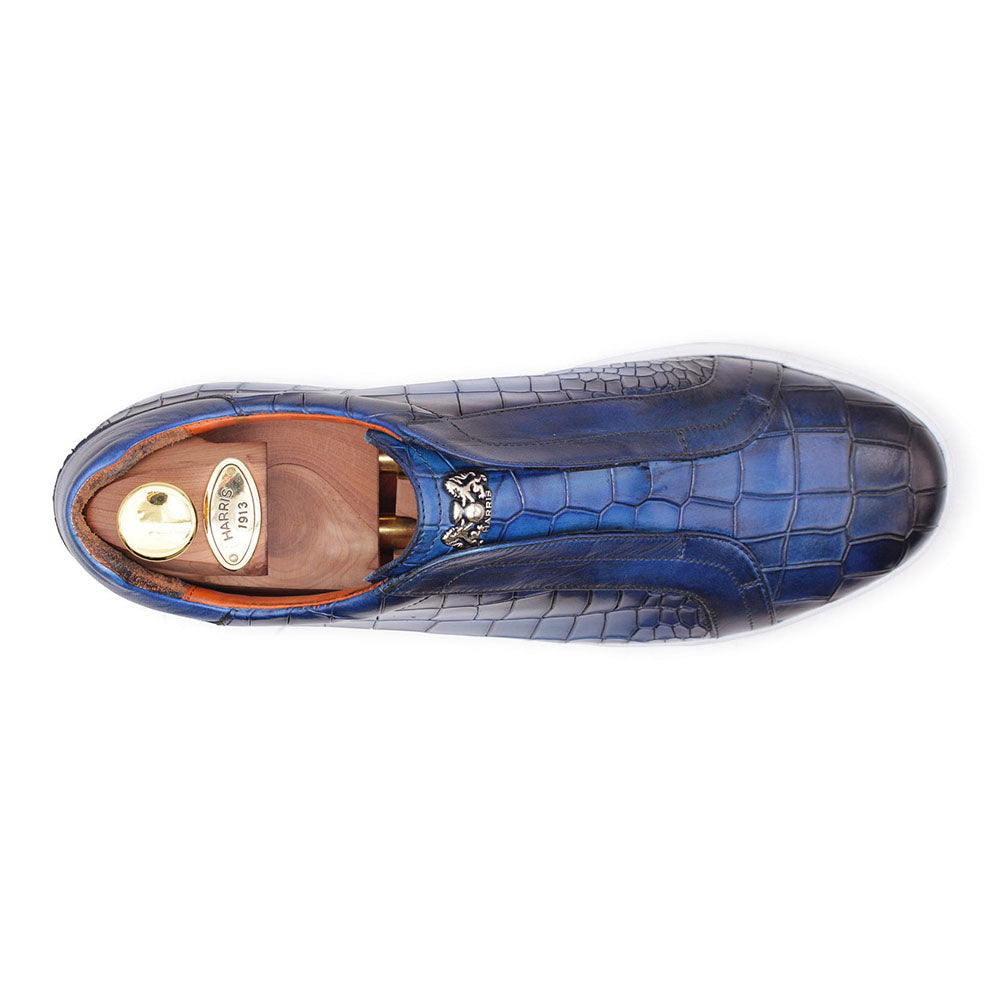 Harris Firenze 1913 Crocodile Print Sneakers Blue
