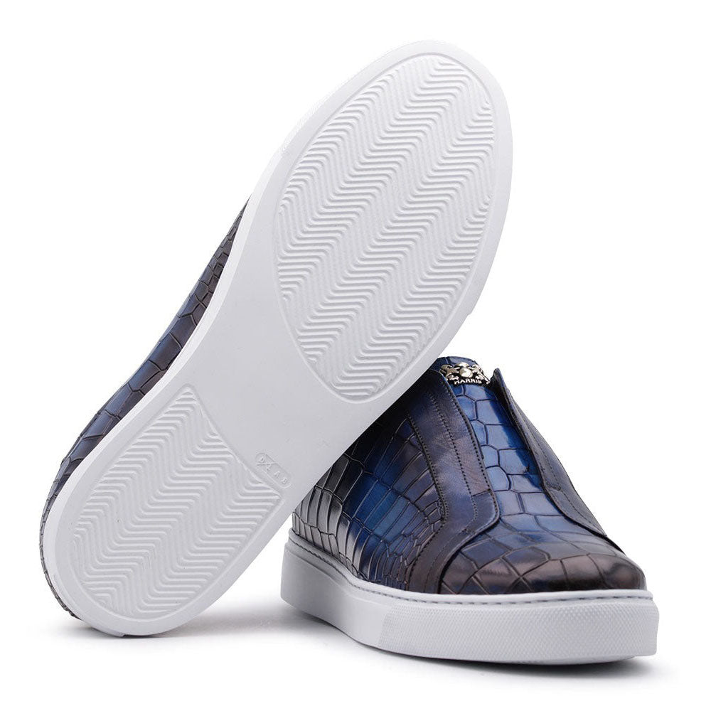 Harris Firenze 1913 Crocodile Print Sneakers Blue