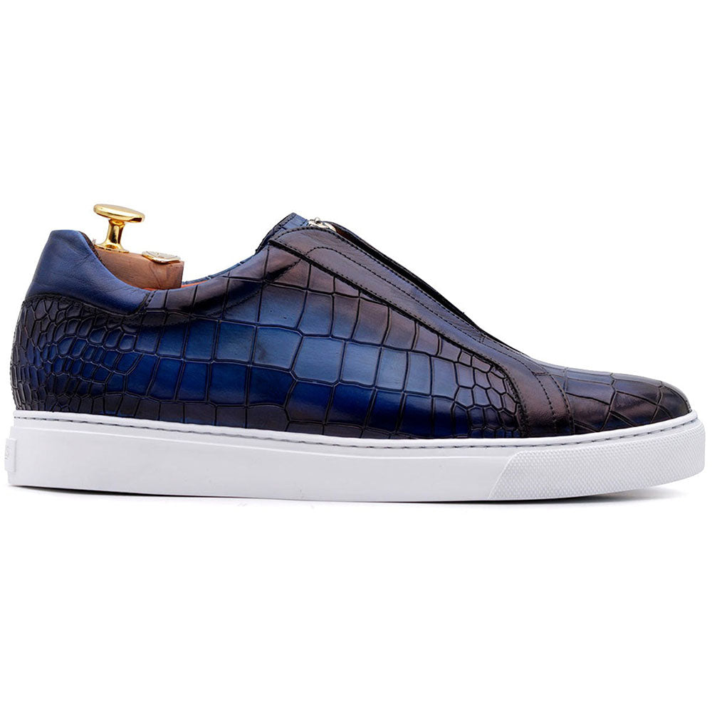 Harris Firenze 1913 Crocodile Print Sneakers Blue