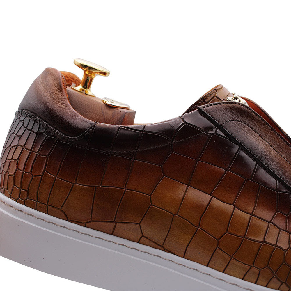 Harris Firenze 1913 Crocodile Print Sneakers Brown