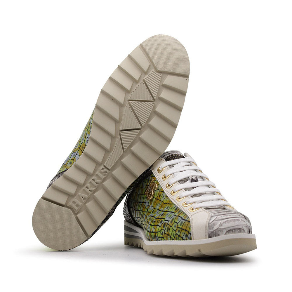 Harris Firenze 1913 Crocodile Print Sneakers Green