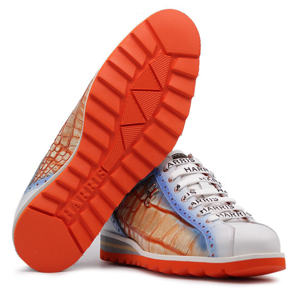 Harris Firenze 1913 Crocodile Print Sneakers Orange