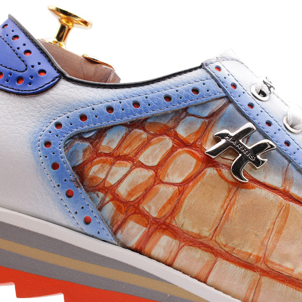 Harris Firenze 1913 Crocodile Print Sneakers Orange