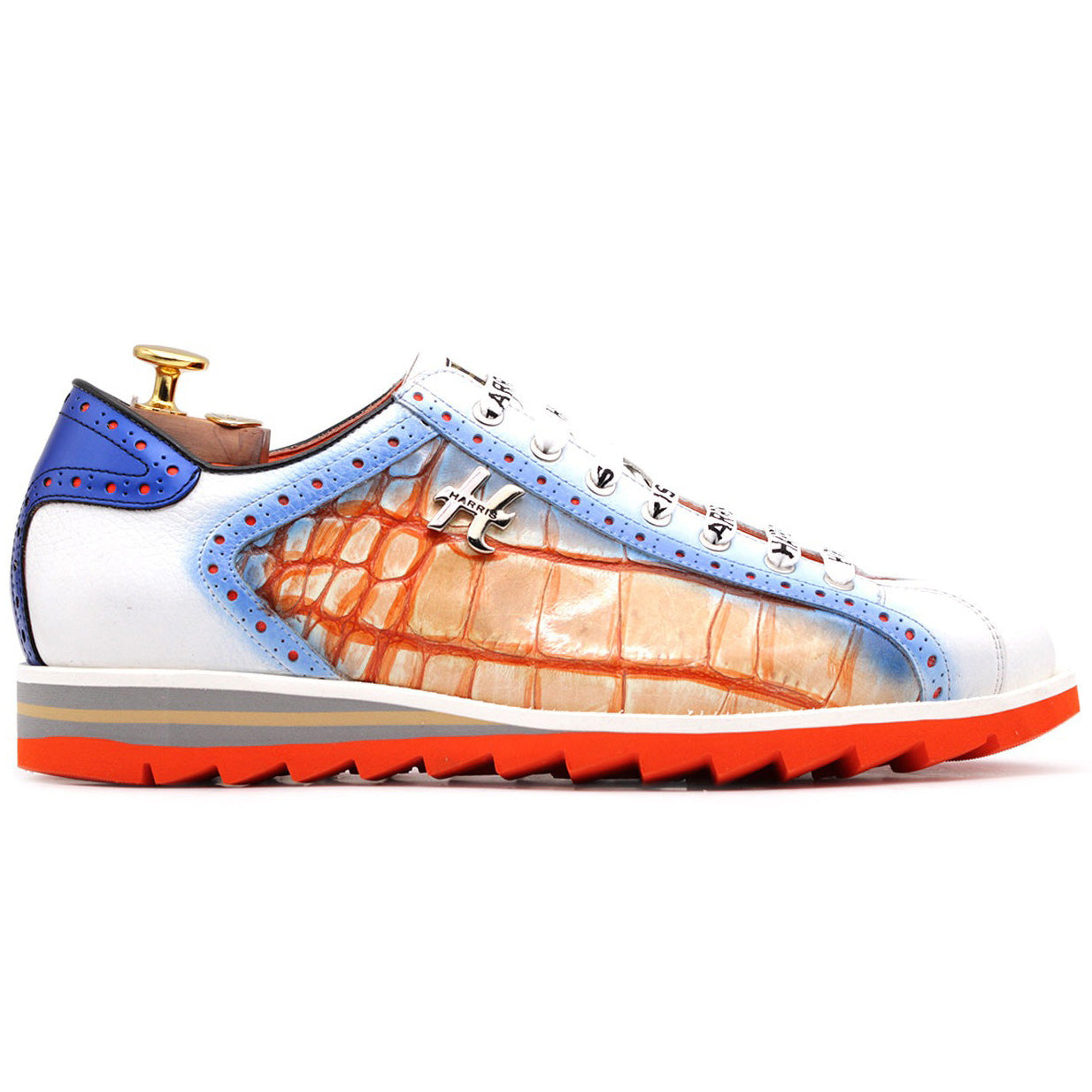 Harris Firenze 1913 Crocodile Print Sneakers Orange