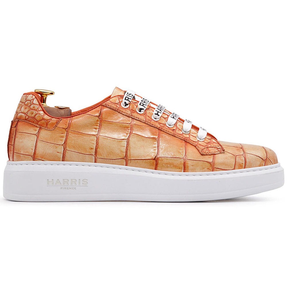 Harris Firenze 1913 Crocodile Print Sneakers Orange