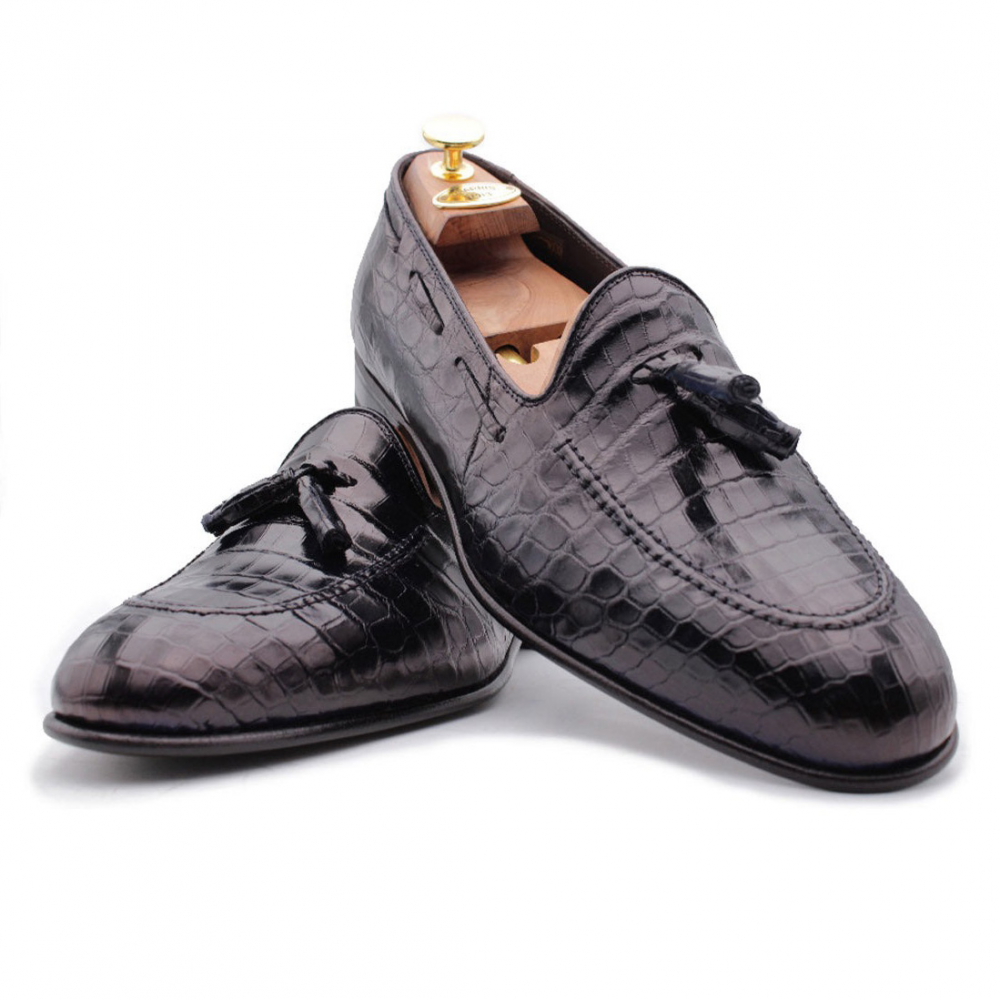 Harris Firenze 1913 Crocodile Tassel Loafers Blue