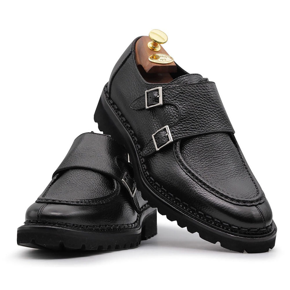 Harris Firenze 1913 Elkskin Double Buckle Shoes Black