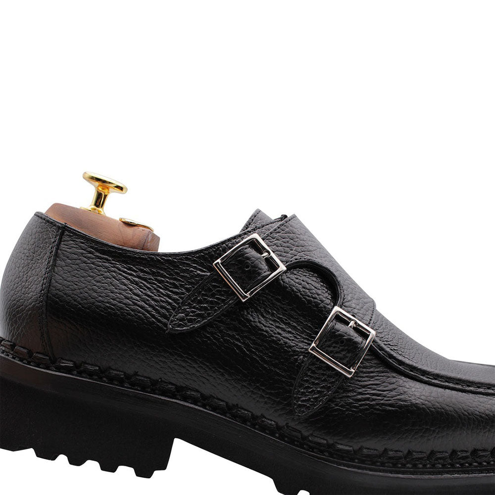 Harris Firenze 1913 Elkskin Double Buckle Shoes Black
