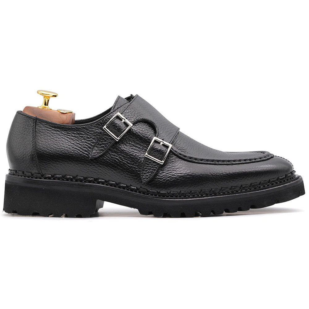 Harris Firenze 1913 Elkskin Double Buckle Shoes Black