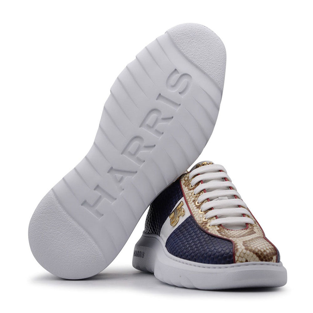 Harris Firenze 1913 Embossed Bubble Leather Sneakers Blue