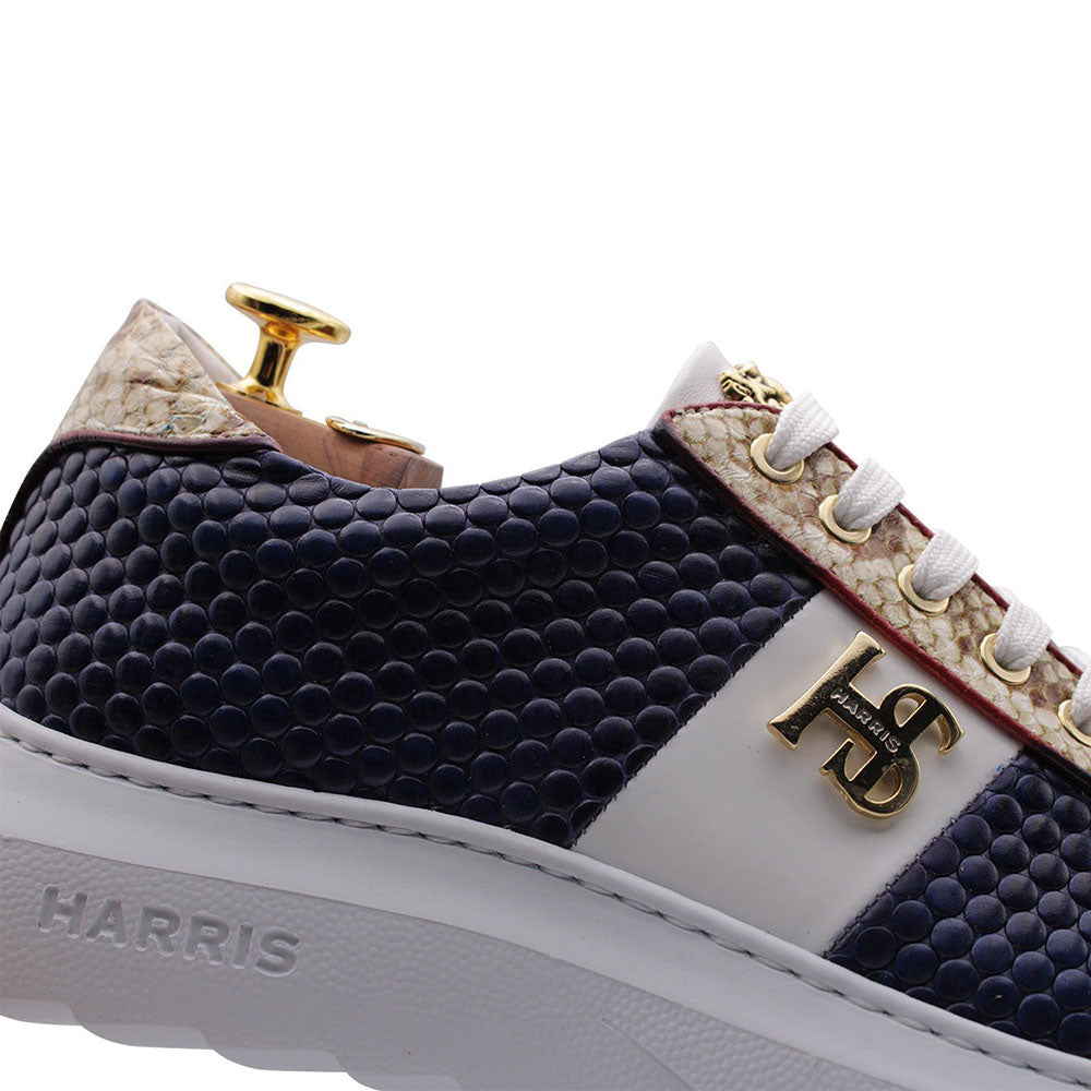 Harris Firenze 1913 Embossed Bubble Leather Sneakers Blue