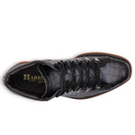 Harris Firenze 1913 Embossed Crocodile Print Calfskin Ankle Boots Grey