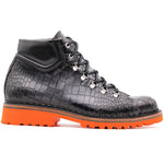 Harris Firenze 1913 Embossed Crocodile Print Calfskin Ankle Boots Grey