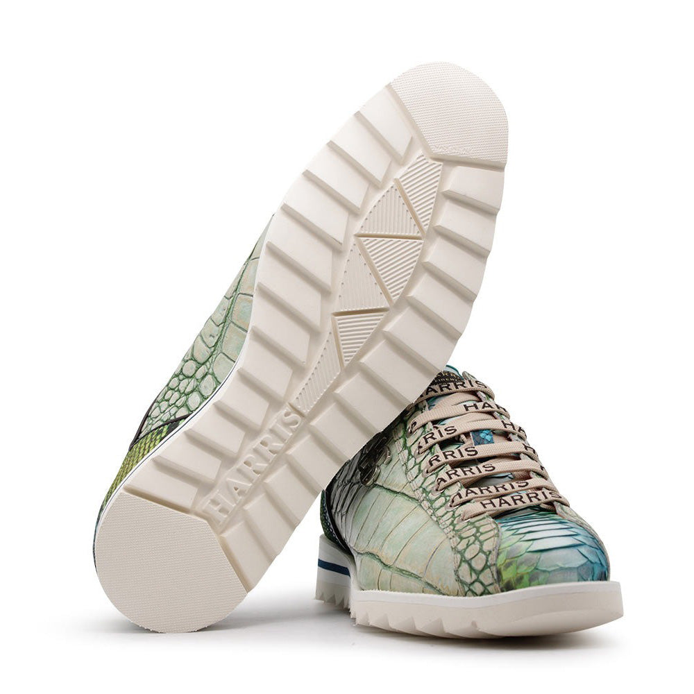Harris Firenze 1913 Embossed Crocodile Sneakers Green