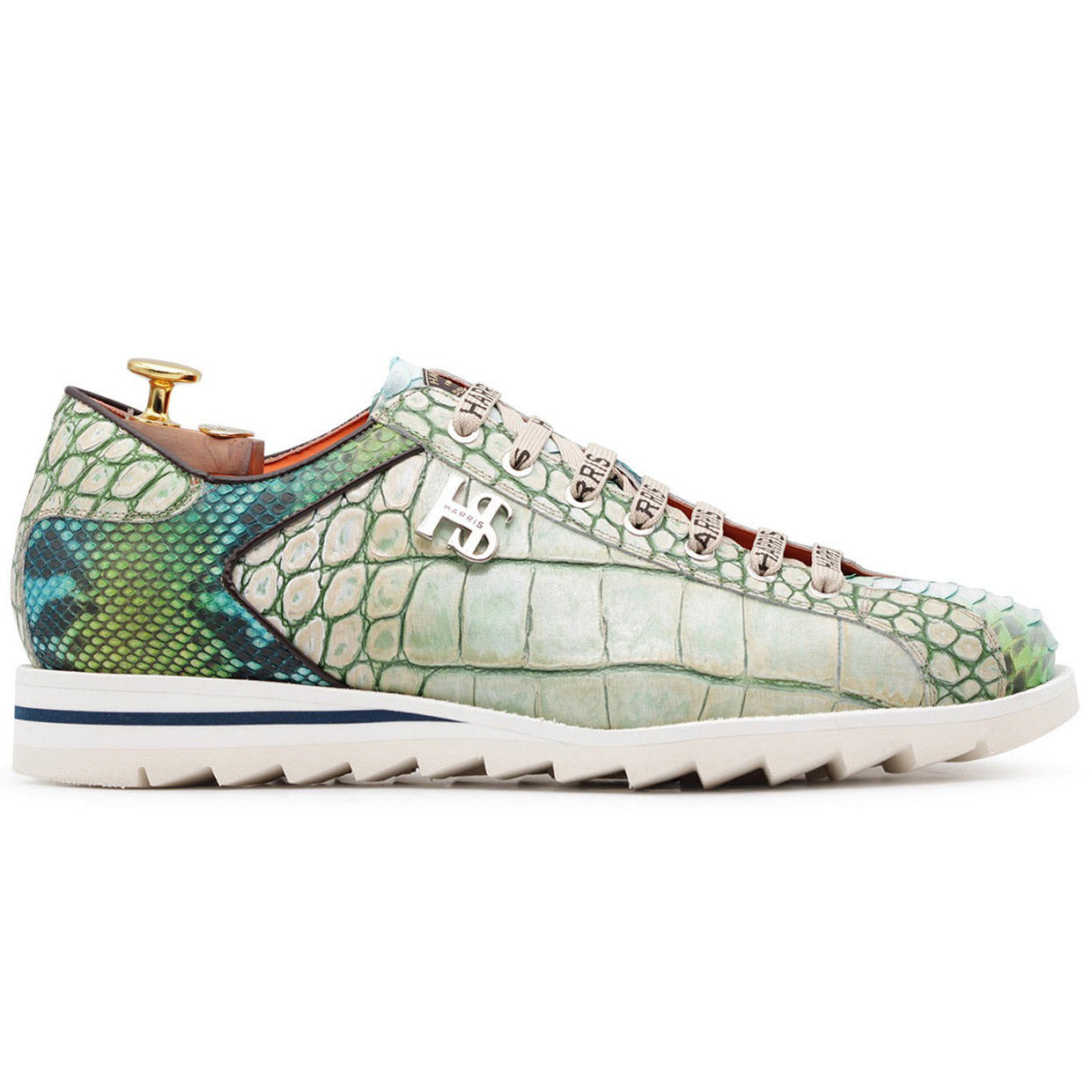Harris Firenze 1913 Embossed Crocodile Sneakers Green