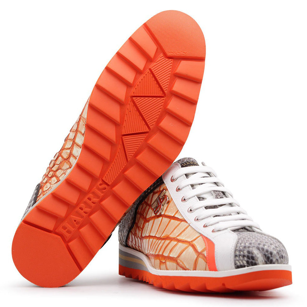 Harris Firenze 1913 Embossed Crocodile Sneakers Orange