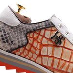 Harris Firenze 1913 Embossed Crocodile Sneakers Orange