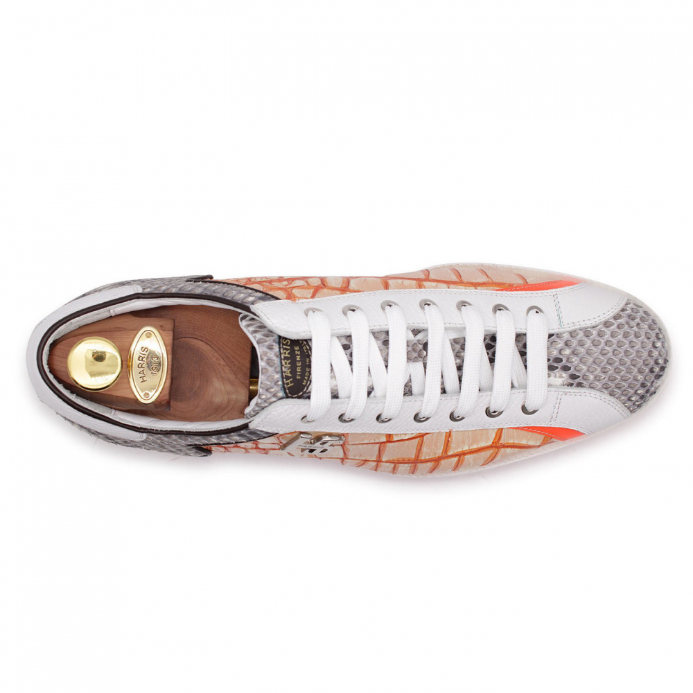 Harris Firenze 1913 Embossed Crocodile Sneakers Orange