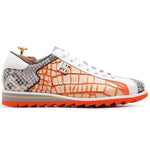 Harris Firenze 1913 Embossed Crocodile Sneakers Orange