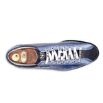 Harris Firenze 1913 Hand Painted Printed Leather Sneakers Blue