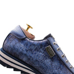 Harris Firenze 1913 Hand Painted Printed Leather Sneakers Blue