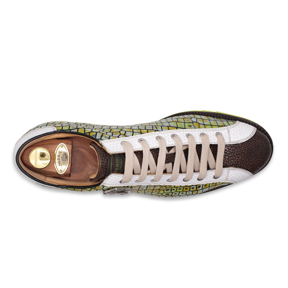 Harris Firenze 1913 Hand-painted Printed Leather Sneakers Giallo