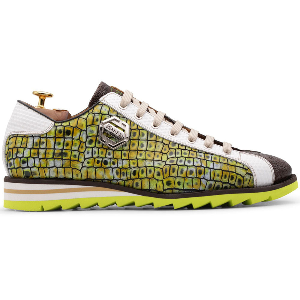 Harris Firenze 1913 Hand-painted Printed Leather Sneakers Giallo