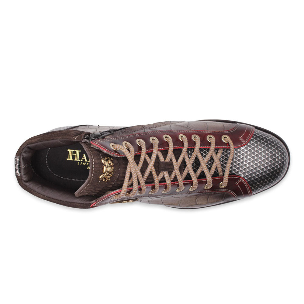 Harris Firenze 1913 Kubrik Print Leather Ankle Boots Brown