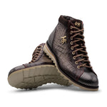Harris Firenze 1913 Kubrik Print Leather Ankle Boots Brown