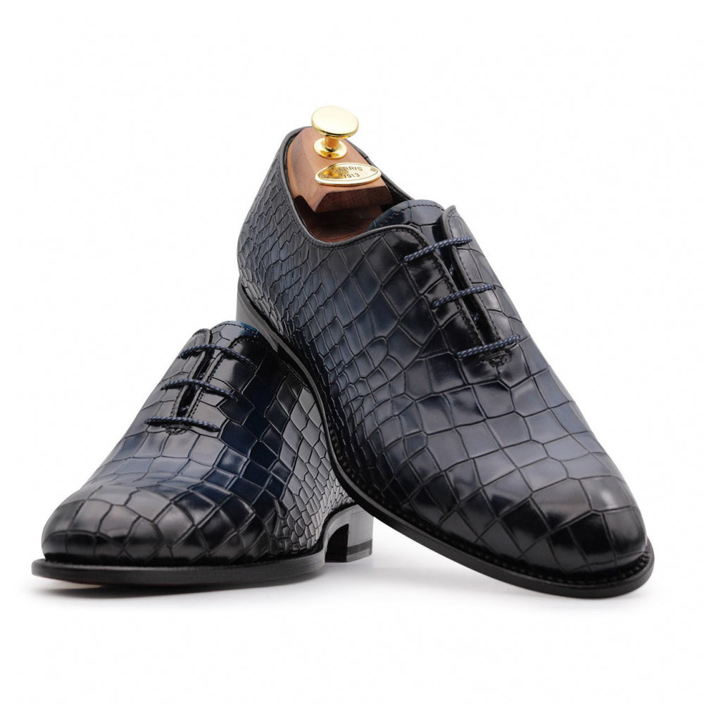 Harris Firenze 1913 Leather Stringed Wholecut Shoes Blue