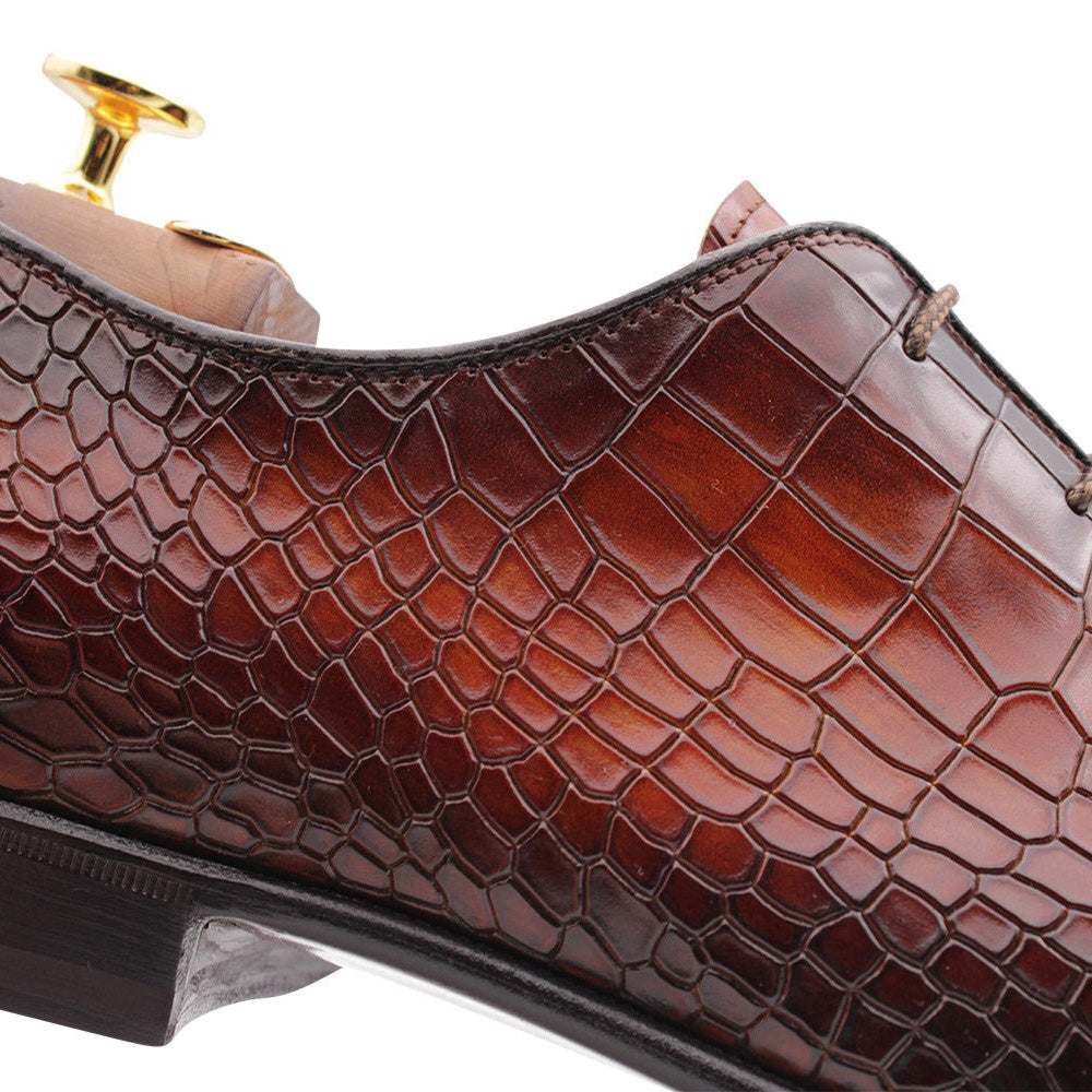 Harris Firenze 1913 Leather Stringed Wholecut Shoes Brown